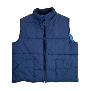 Vintage Western Trails Down Puffer Vest Men’s XL Navy Blue Full Zip